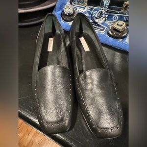 Leather Black Studded Loafers for Women size 10